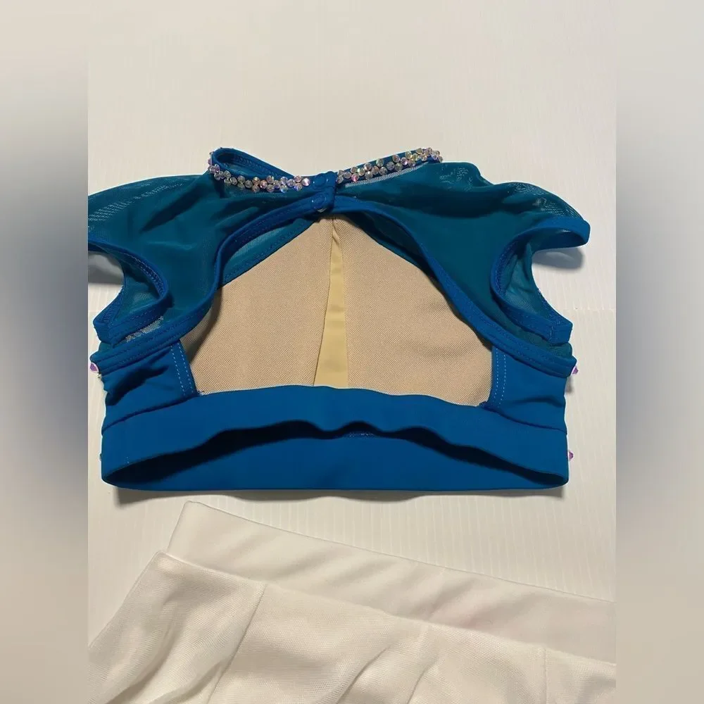 Weissman custom solo dance costume 2 piece teal blue top skirt MT10463 SC child